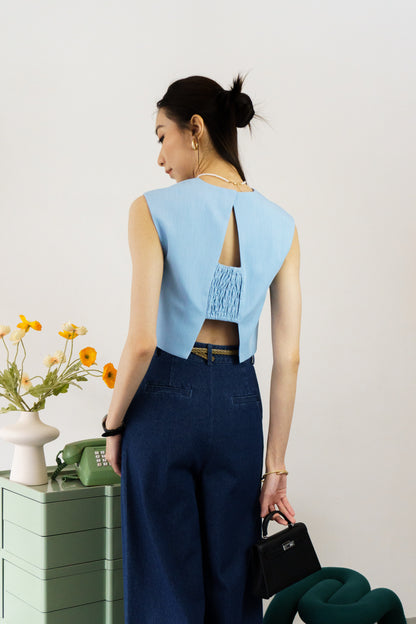 Chic Sleeveless Top (Sky Blue)