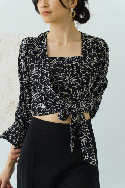 Cotton Embroidered Top (Black)