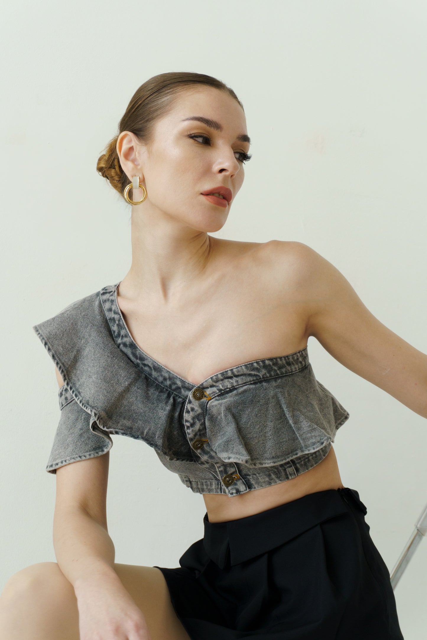 Denim Crop Top (Grey)