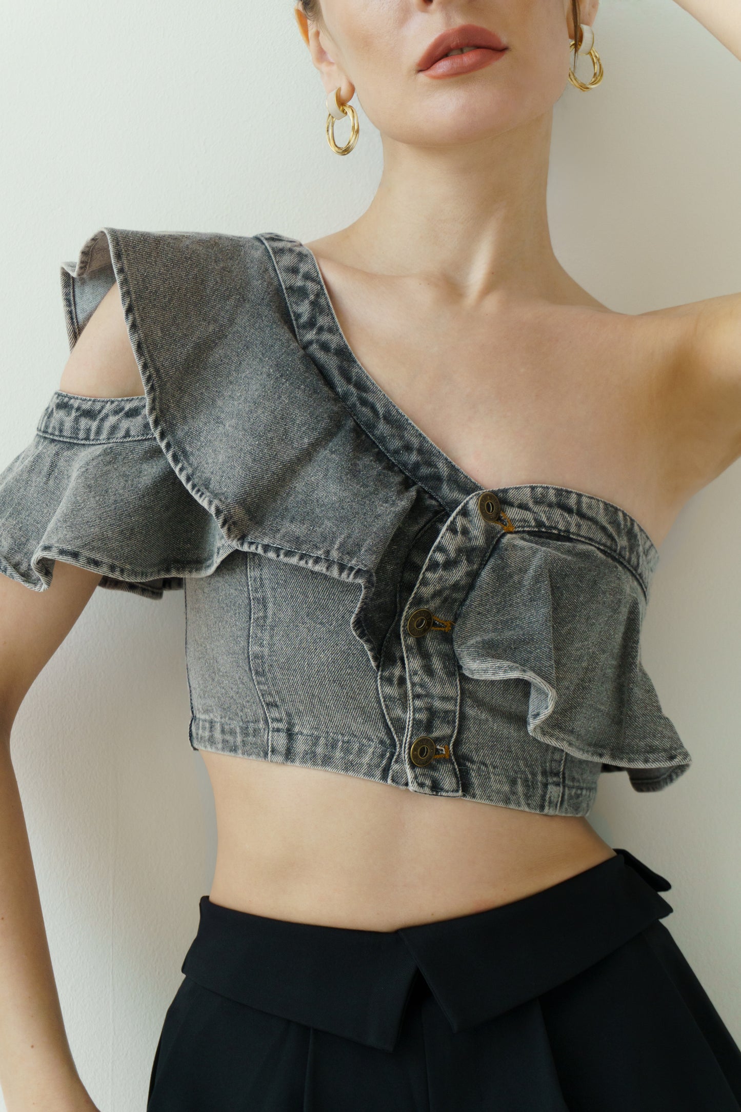 Denim Crop Top (Grey)