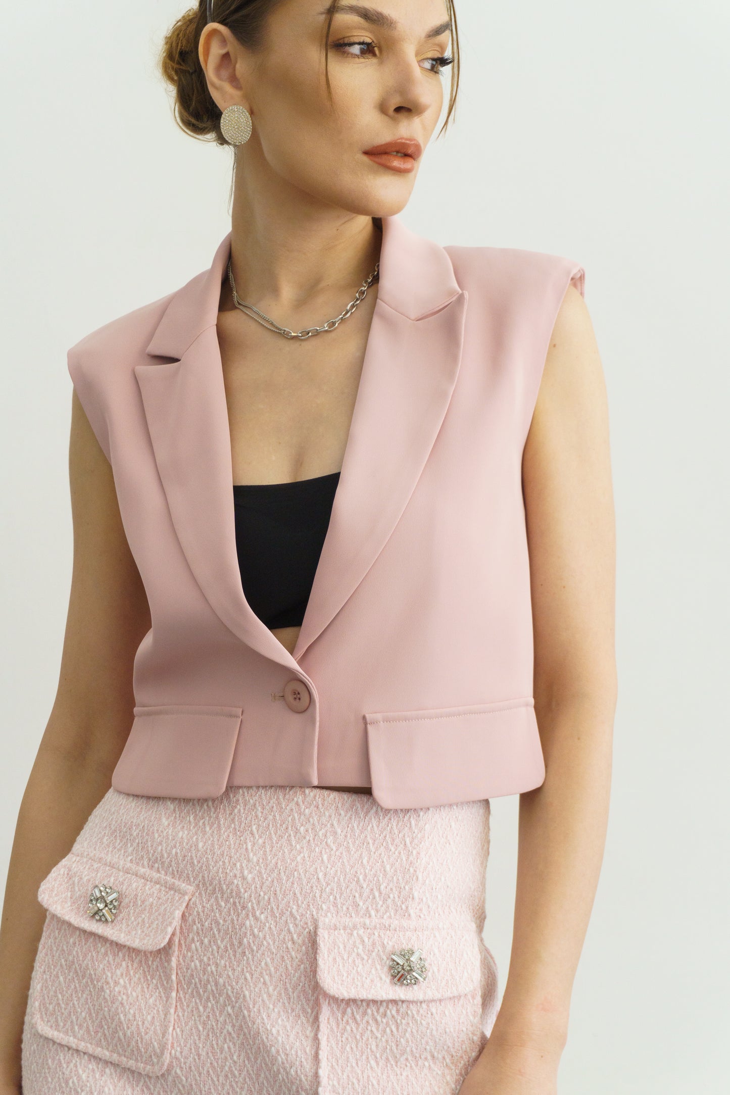 Cropped Blazer (Pink)