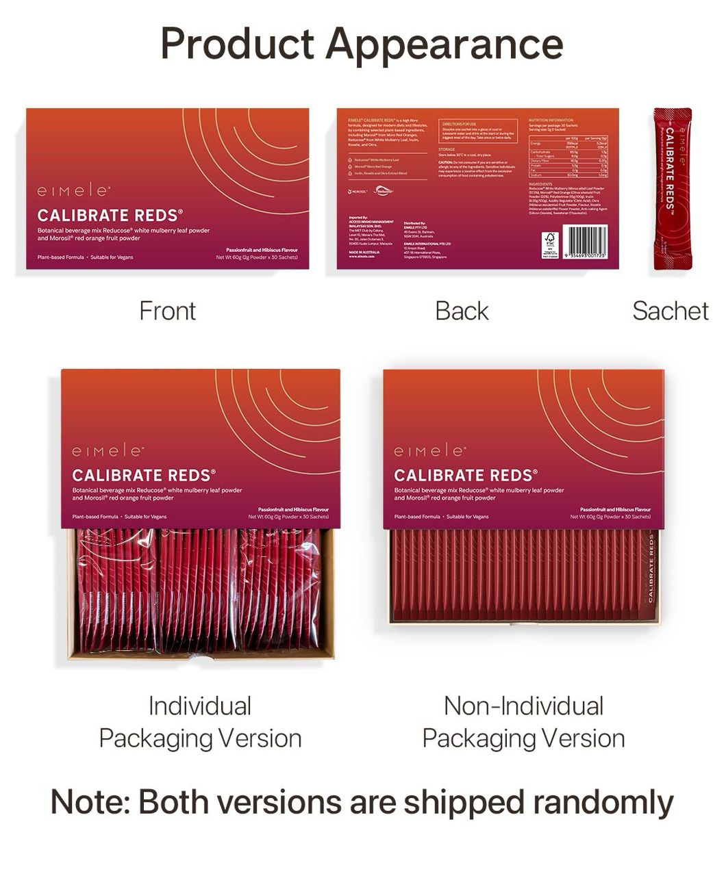 [VIP Upgrade] eimele Calibrate Reds*3 packs + Coffee*3 packs Free Reds*10 sachets