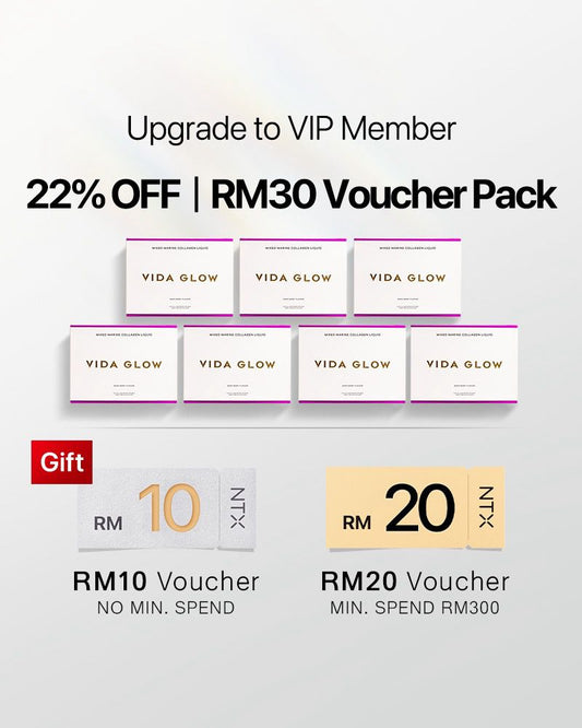 【VIP Upgrade】Vida Glow Collagen Liquid Advance 15 sachets*7 packs Free RM30 voucher pack