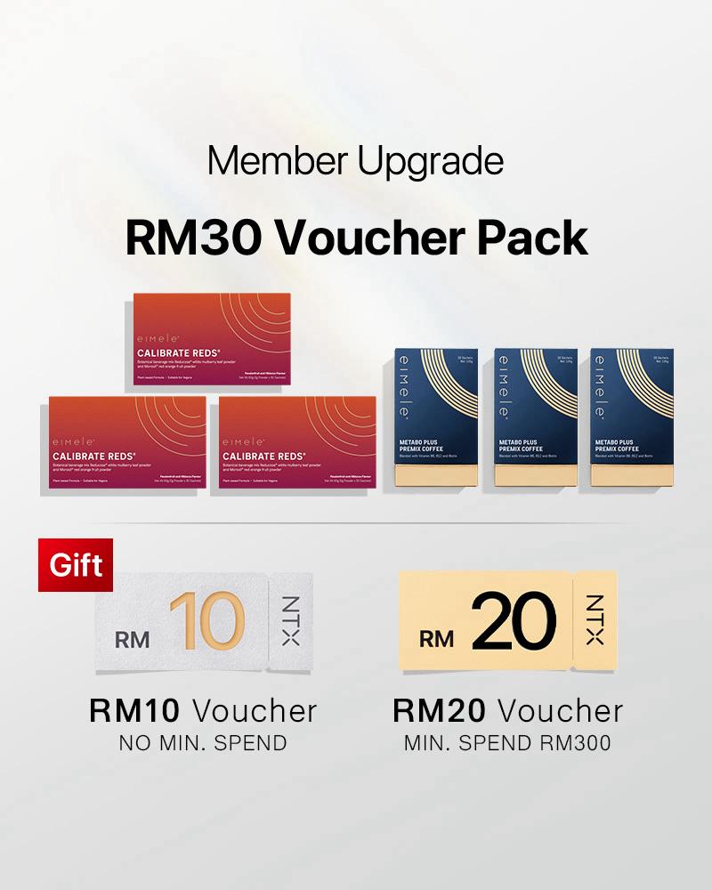 【Member Upgrade】eimele Calibrate Reds*3 packs + Coffee*3 packs Free RM30 voucher pack