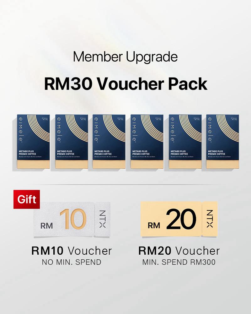 【Member Upgrade】eimele Metabo Plus Coffee 30 sachets*6 packs Free RM30 voucher pack